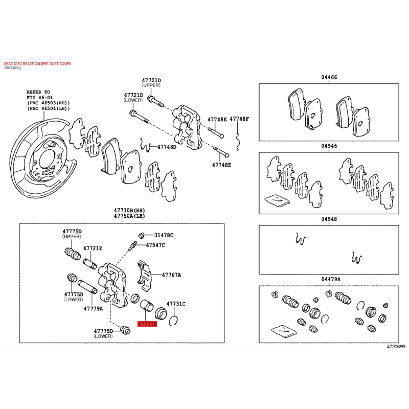 Front Brake Caliper Repair Kit RAV4 (2000 to 2005) - Original Toyota Land Cruiser