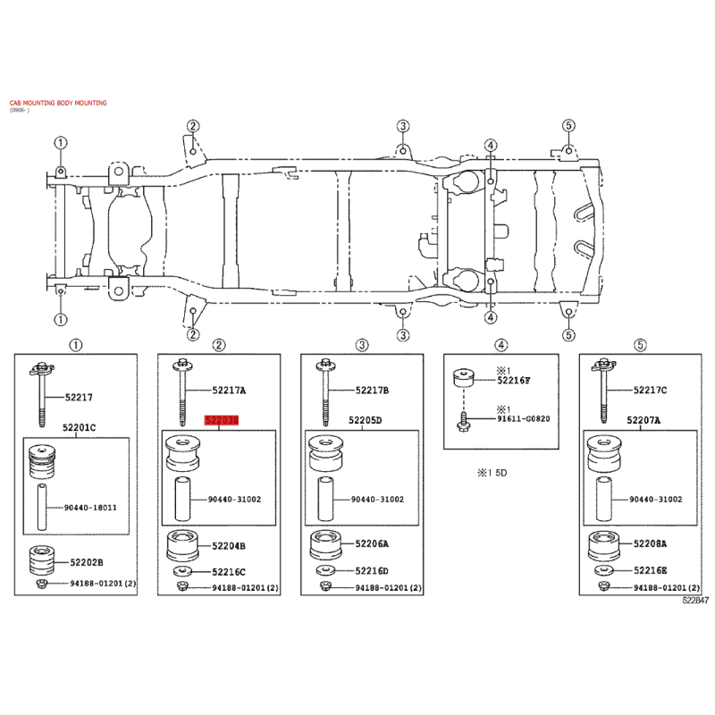 Silentblock Karosserie Nr. 2 unten für den Toyota Land Cruiser J15 - Original Toyota Land Cruiser