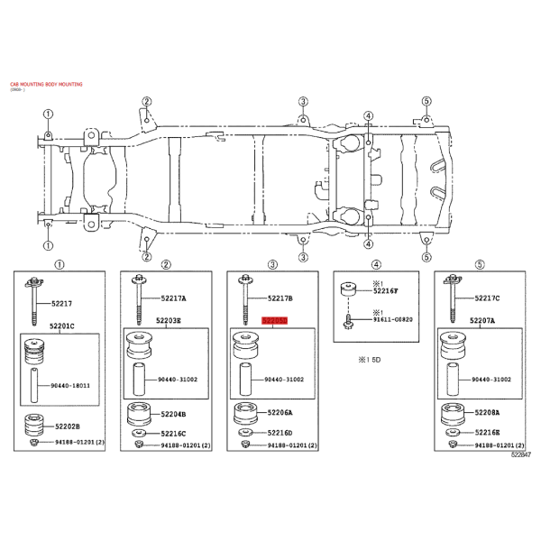 Silentblock de carrosserie n°3 supérieur pour...