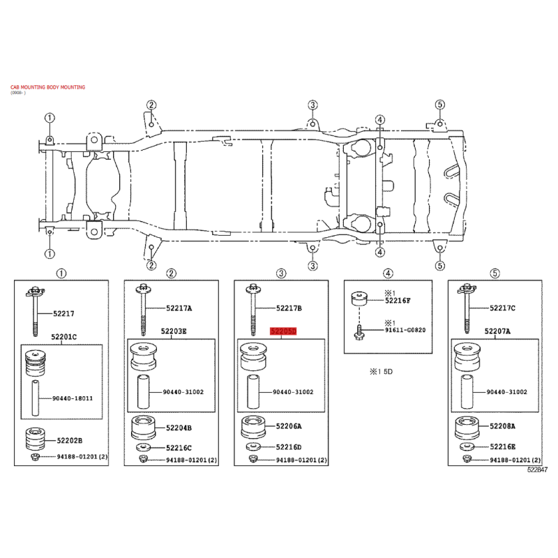 Silentblock carroçaria n.º 3 superior para Toyota Land Cruiser J15 - Original Toyota Land Cruiser