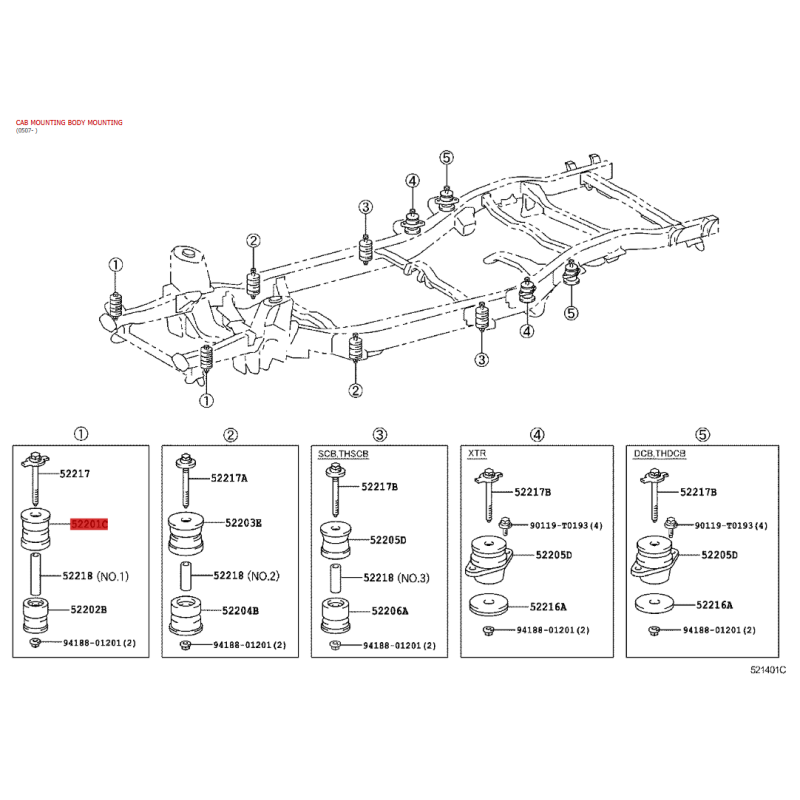 Copia del supporto motore n. 1 anteriore superiore per Toyota Land Cruiser J15 - Originale Toyota Land Cruiser