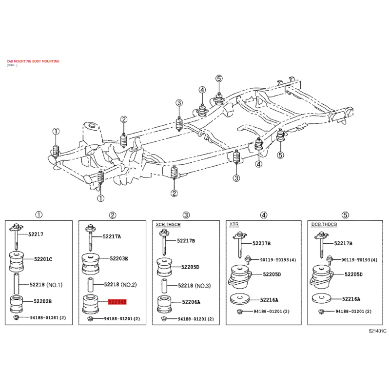 Kopie des oberen Karosserie-Silentblocks Nr. 2 für Toyota Hilux Vigo - Original Toyota Land Cruiser