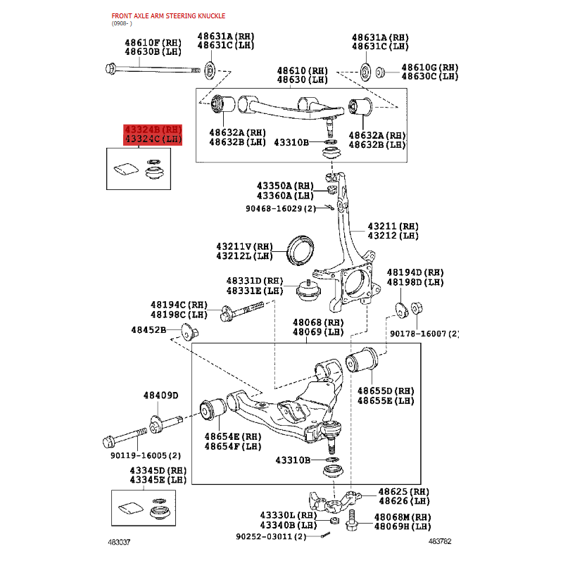 Guardapolster-Gelenk für die obere Dreieckslenkerkugel für Toyota Land Cruiser J10 / 12 / 15 / 20 / FJ Cruiser - Original Toyota