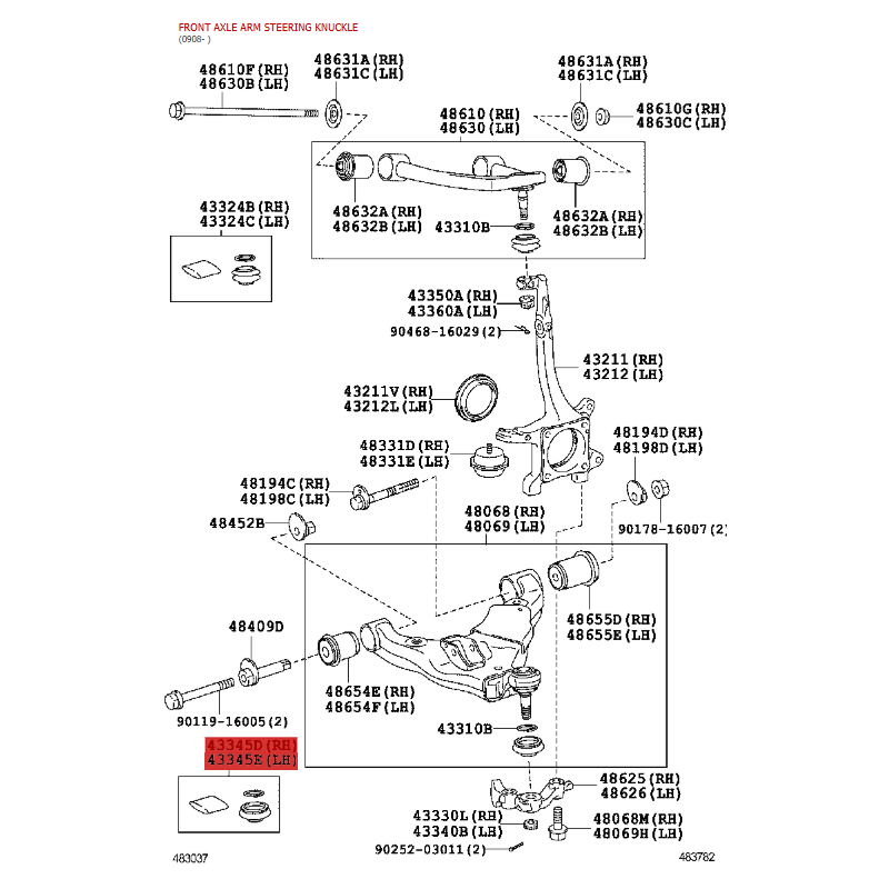 Guardapolvo rotule du bras de suspension supérieur pour Toyota Land Cruiser J10 / 12 / 15 / 20 / FJ Cruiser - Pièce d'origine To