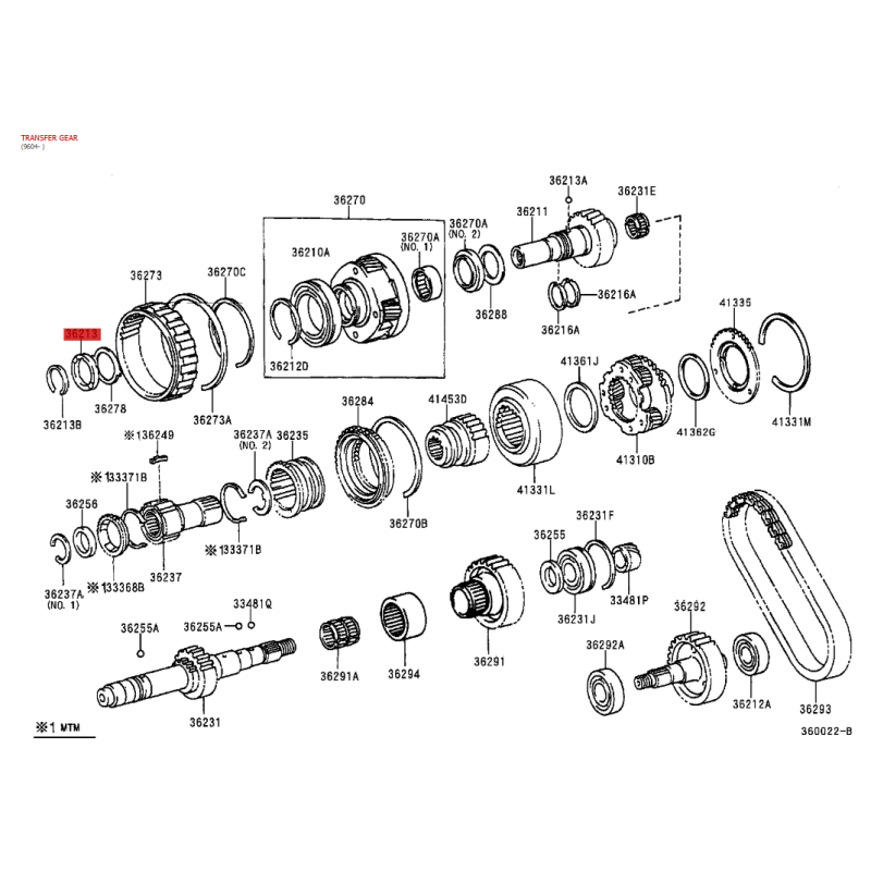 Tope, ingranaggio per l'ingresso del cambio di trasferimento per Toyota Land Cruiser J9/12/15/FJ/hilux - Originale Toyota Land C