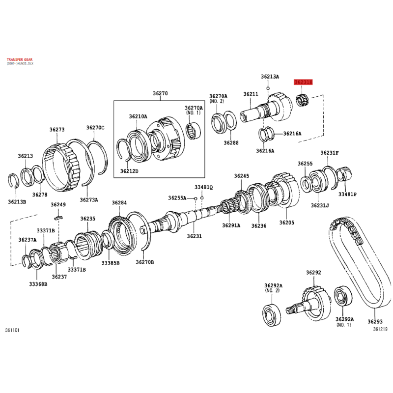 Kopie von Anschlag, Getriebeeingang Transfergehäuse für Toyota Land Cruiser J9/12/15/FJ/Hilux - Original Toyota Land Cruiser