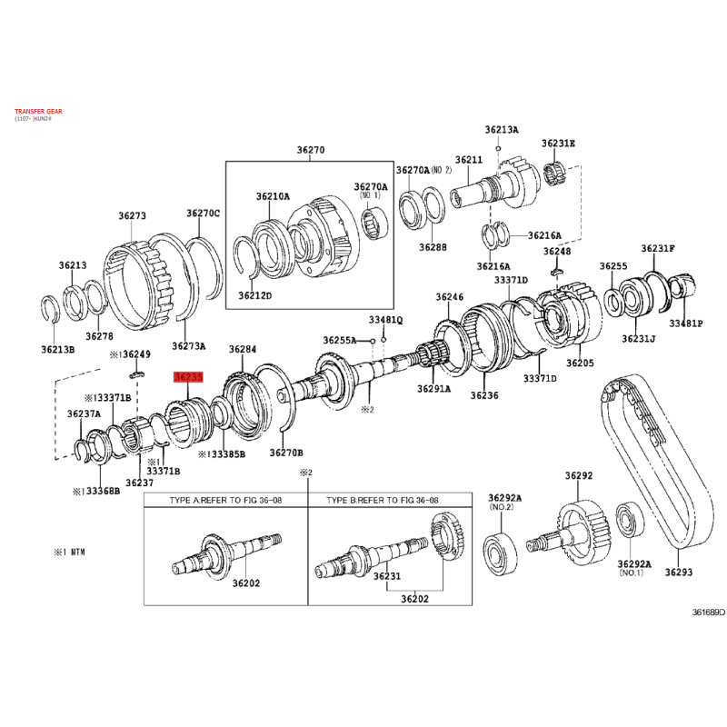 Pezzo corto e lungo della scatola di trasferimento per Toyota Hilux Vigo - Originale Toyota Land Cruiser