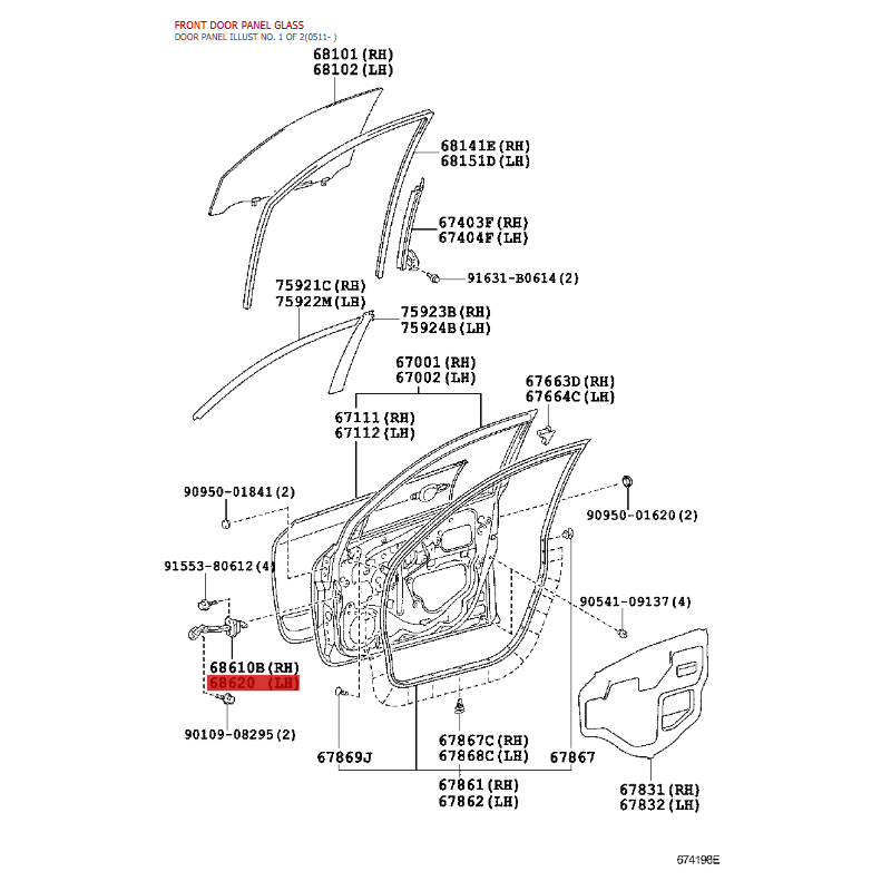 Fecho da porta dianteira esquerda para Toyota Rav4 (2005 a 2012) - Original Toyota Land Cruiser