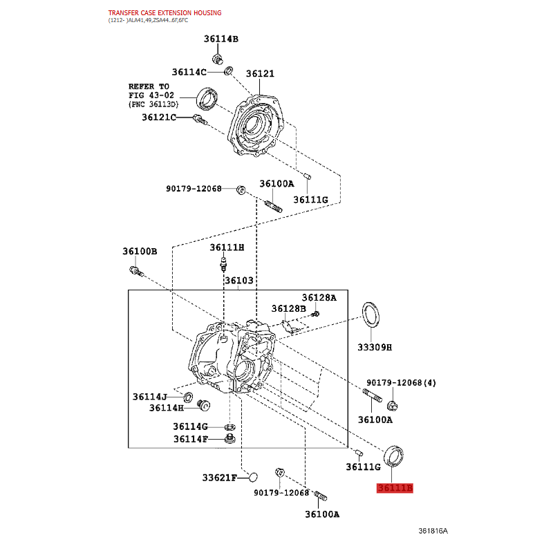 Retén de caja de transferencia y carcasa de extensión para Toyota RAV4 (2005 al 2015) - Original Toyota Land Cruiser