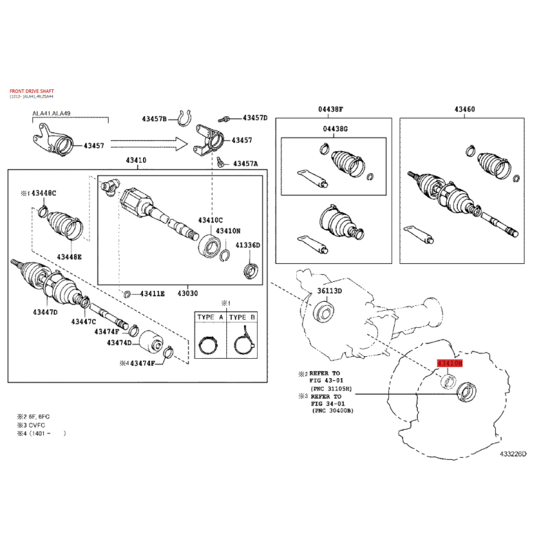 Kopie des linken vorderen Differentialgetriebes für den Toyota Rav4 (2005 bis 2012) - Original Toyota Land Cruiser