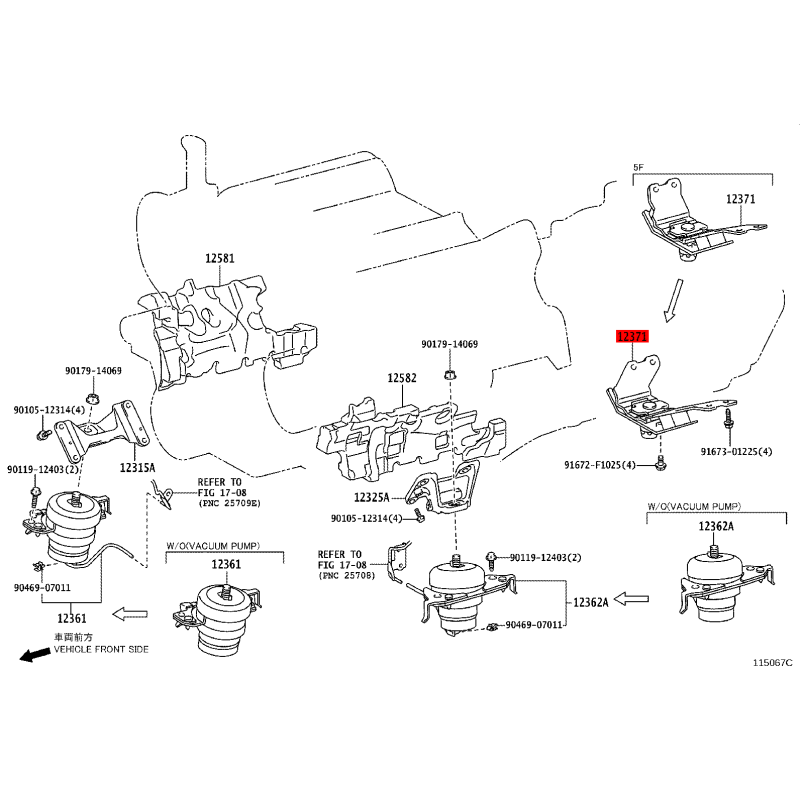 Supporto o cuscinetto del cambio manuale per Toyota Land Cruiser j20 (motore 1VDFTV, diesel) - Originale Toyota Land Cruiser