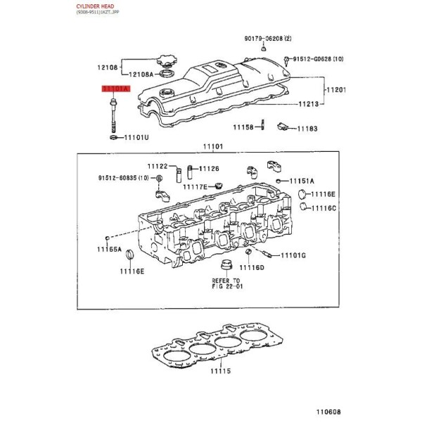 Parafuso de cabeçote para Toyota Land Cruiser...