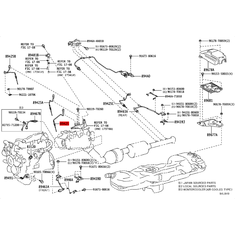 Sensor de gases de escape para Toyota Land Cruiser J15/Hilux Revo (motor GDJ) - Original Toyota Land Cruiser