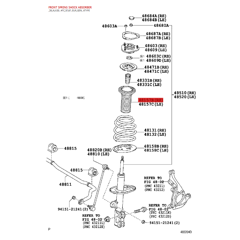 Front shock absorber boot for Toyota Rav4 (1994 to 2005) - Original Toyota Land Cruiser