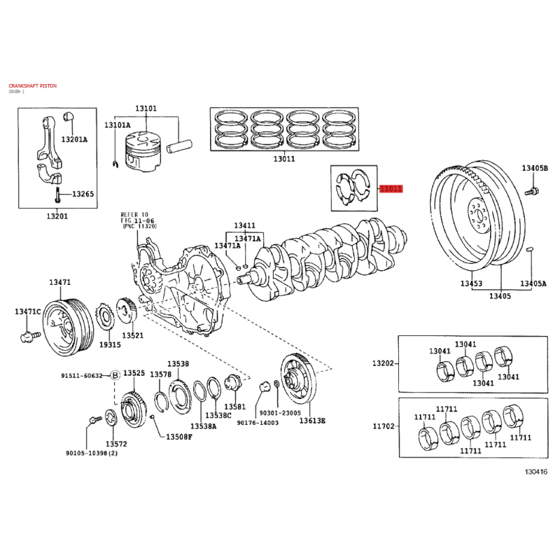 Cojinetes axiales Kurbelwelle (Standard) für Toyota Land Cruiser J7/9/12/Hilux/4Runner - Original Toyota Land Cruiser
