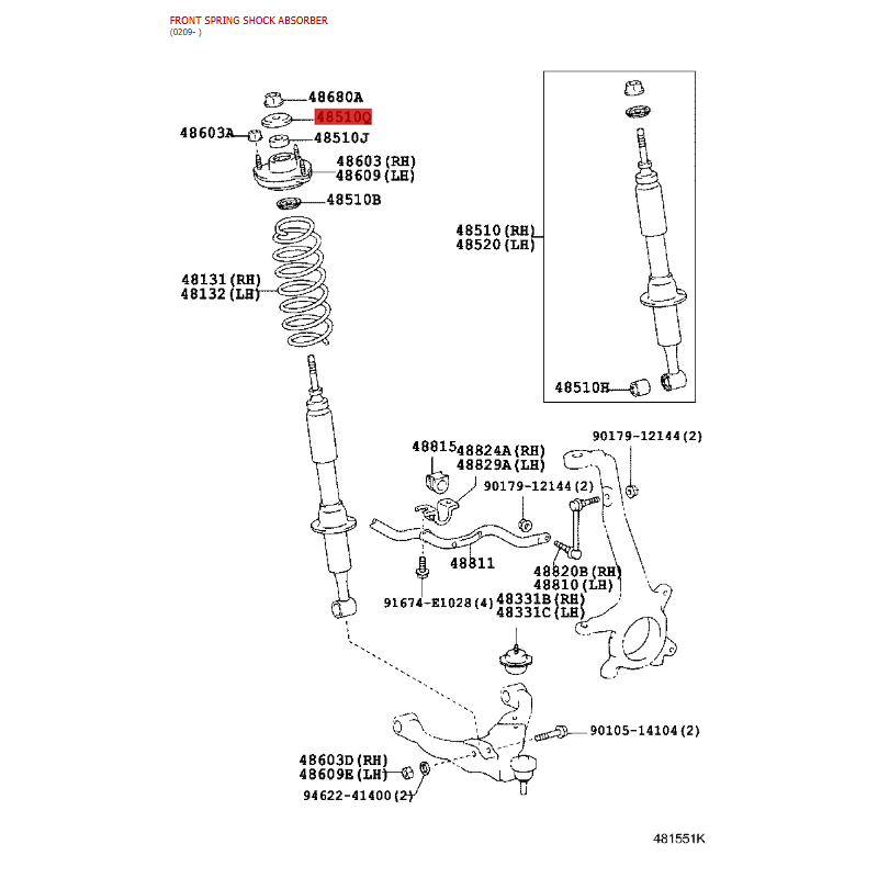 Arandela superior de amortiguador delantero para Toyota Land Cruiser J15 - Original Toyota Land Cruiser