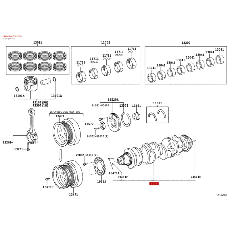 Crankshaft for Toyota Land Cruiser J20 engine 1VDFTV - Original Toyota Land Cruiser