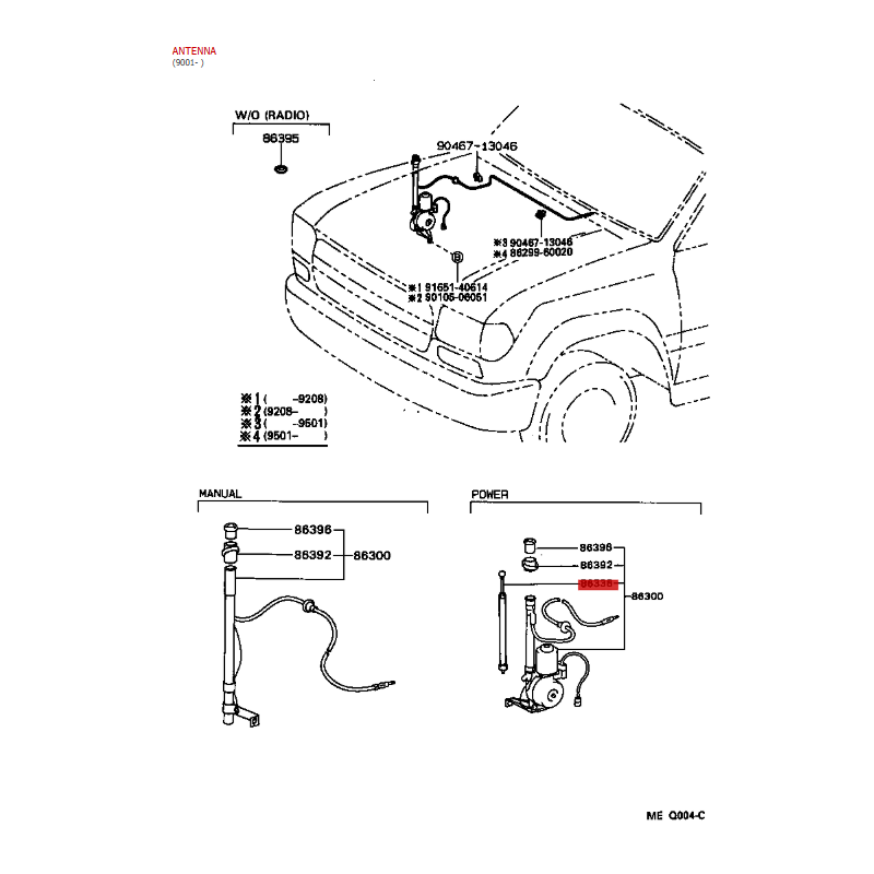 Antenne Stange für elektrische Antenne Für Toyota Land Cruiser J8 - Original Toyota Land Cruiser