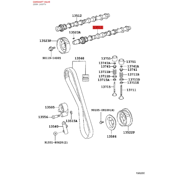 Arbre à cames N-1 pour Toyota Land Cruiser J9 /...