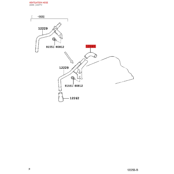 Ventilation hose for Toyota Land Cruiser J9 /...
