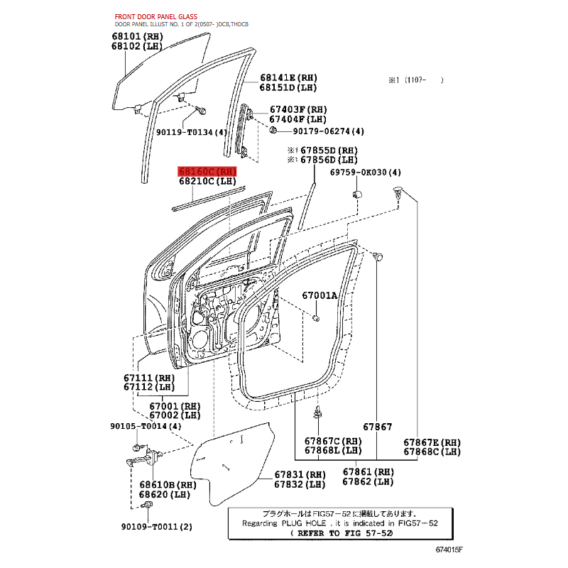 Außenverkleidung oder Fensterdichtung, vordere rechte Türfenster für Toyota Hilux Vigo - Original Toyota Land Cruiser