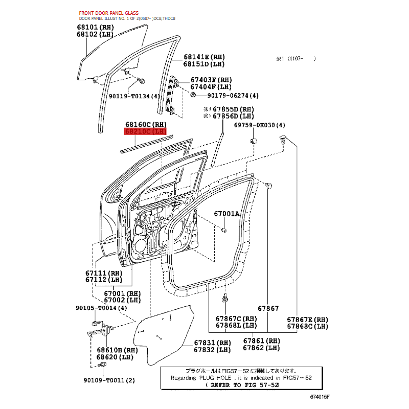 Moldura ou friso exterior, janela da porta dianteira esquerda para Toyota Hilux Vigo - Original Toyota Land Cruiser