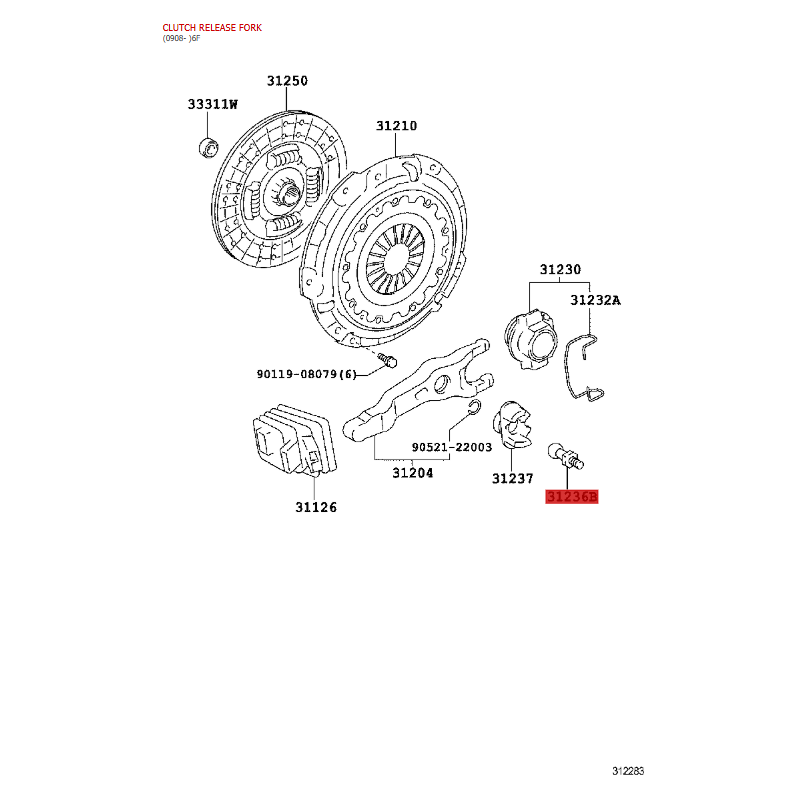Suporte Garfo de Desengate caixa de câmbio manual para Toyota Land Cruiser J15 /RAV-4 - Original Toyota Land Cruiser