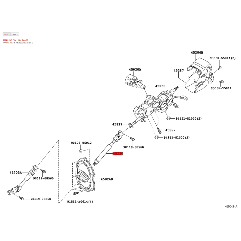 Lower intermediate steering column for Toyota Land Cruiser J20 - Original Toyota Land Cruiser