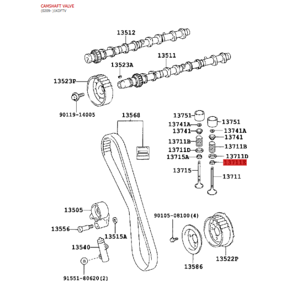 Retén de válvula para Toyota Land Cruiser...