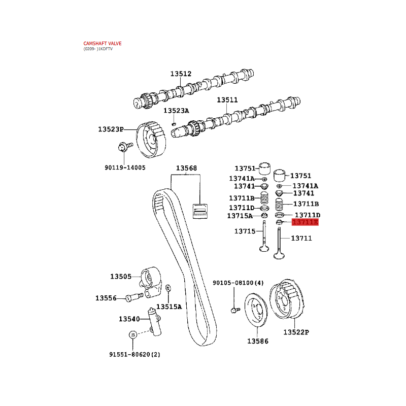 Retén de válvula para Toyota Land Cruiser J9/12/15/Hilux/RAV4 - Original Toyota Land Cruiser