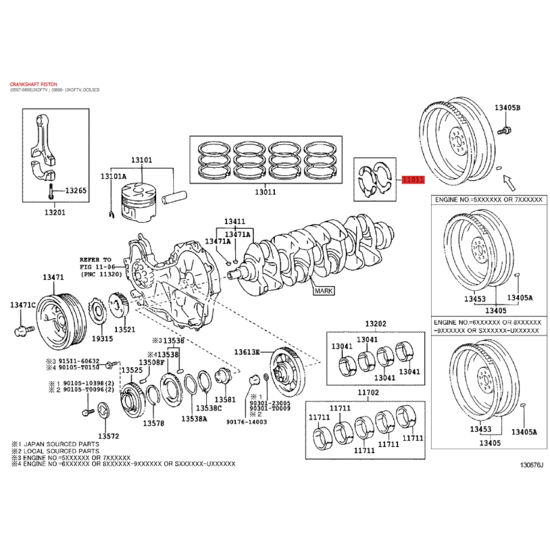 Paliers axiaux vilebrequin (standard) pour Toyota Hilux Revo (GDJ) - Original Toyota Land Cruiser