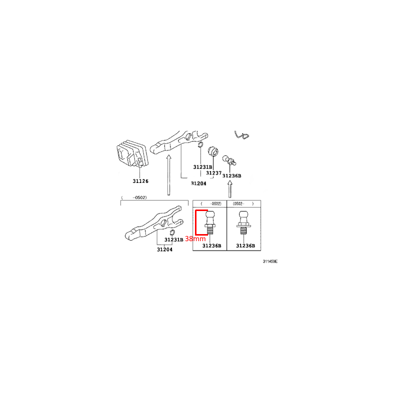 Clutch Fork Support for Manual Transmission for Toyota Hilux (height 38.5mm) - Genuine Toyota Land Cruiser