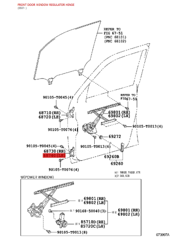 Lower left front door hinge assembly for Toyota...