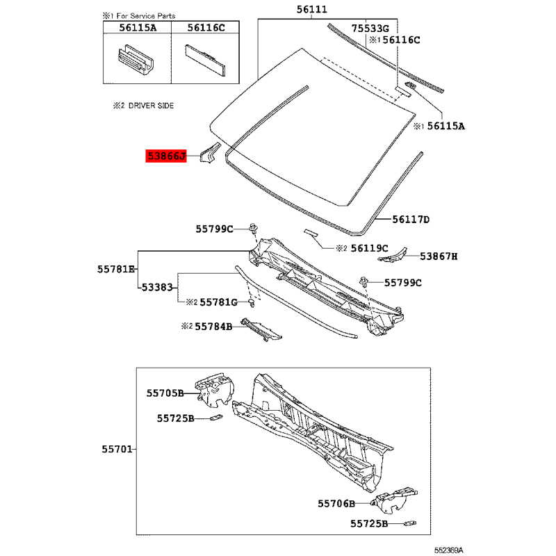 Plastique, garde-boue avant supérieur droit, à côté du capot, Pour Toyota Land Cruiser J15 - Original Toyota Land Cruiser