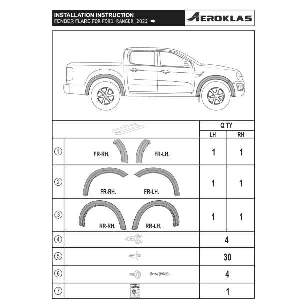 Conjunto de Alargadores de Para-lamas para Ford...