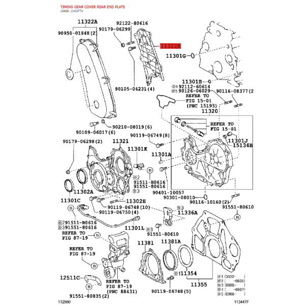 Abdeckung für Steuergetriebe N-2 für Toyota...