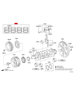 Set or kit of piston rings, standard size, for Toyota... 2