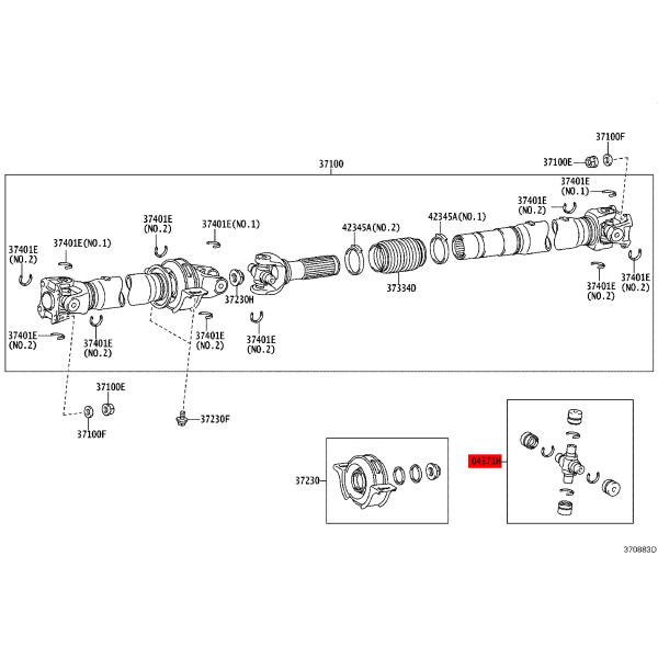 Giunto cardanico posteriore per Toyota Hilux...