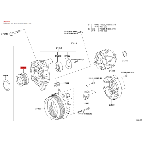 Lichtmaschinenriemenscheibe für Toyota Hilux...