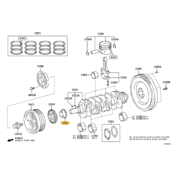 Verteilerzahnrad, Kurbelwelle für Hilux Revo...