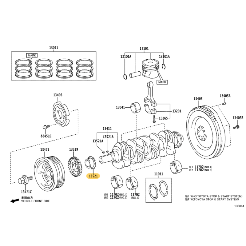 Pignon de distribution, vilebrequin pour Hilux Revo (GDJ) - Original Toyota Land Cruiser