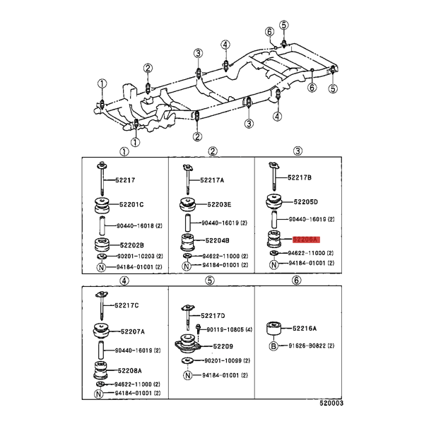 Silentblock carrozzeria n°3/4 INFERIORE per...