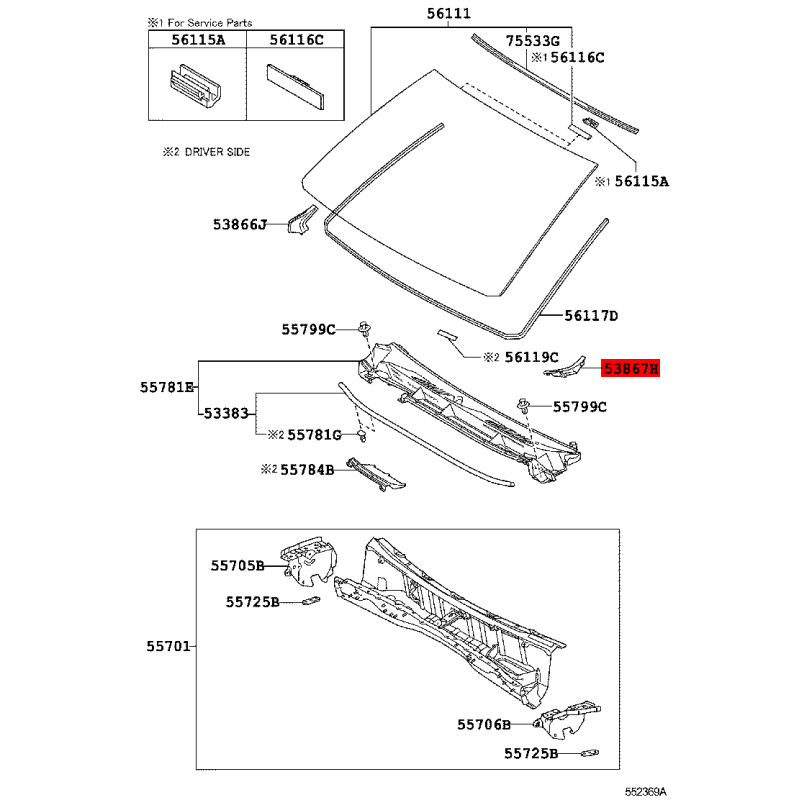 Plastica, parafango superiore sinistro, lato cofano, Per Toyota Land Cruiser J15 (post 2017) - Originale Toyota Land Cruiser