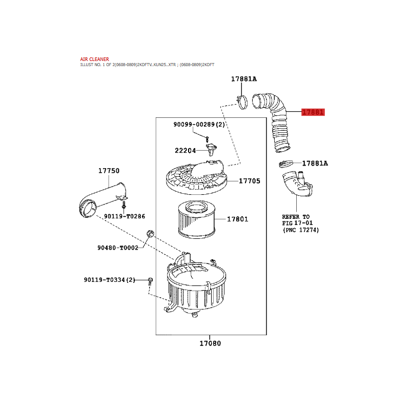 Air filter hose to turbo No.1 For Toyota Land Cruiser J12 - Original Toyota Land Cruiser