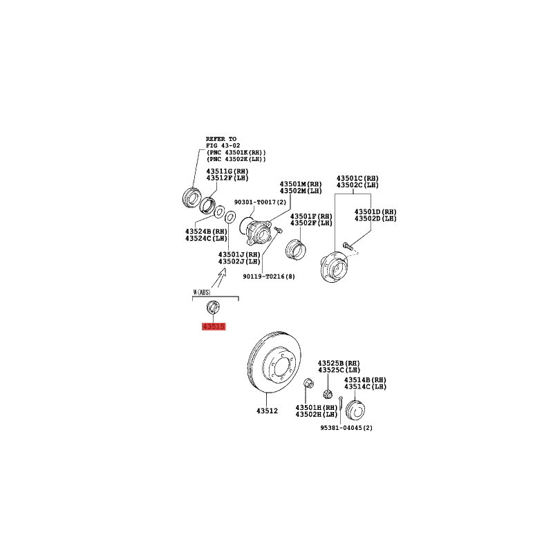 Anello dentato ABS anteriore per Toyota Hilux Vigo - Originale Toyota Land Cruiser