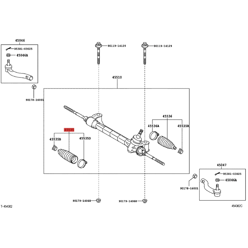 Steering rack dust boot for Toyota Rav4 (2005 to 2012) - Original Toyota Land Cruiser