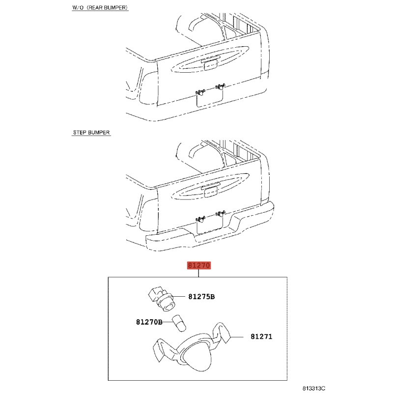 Conjunto lâmpada de placa para Toyota Hilux Vigo - Original Toyota Land Cruiser