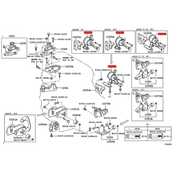 Suporte ou coxim do motor traseiro, para Toyota...