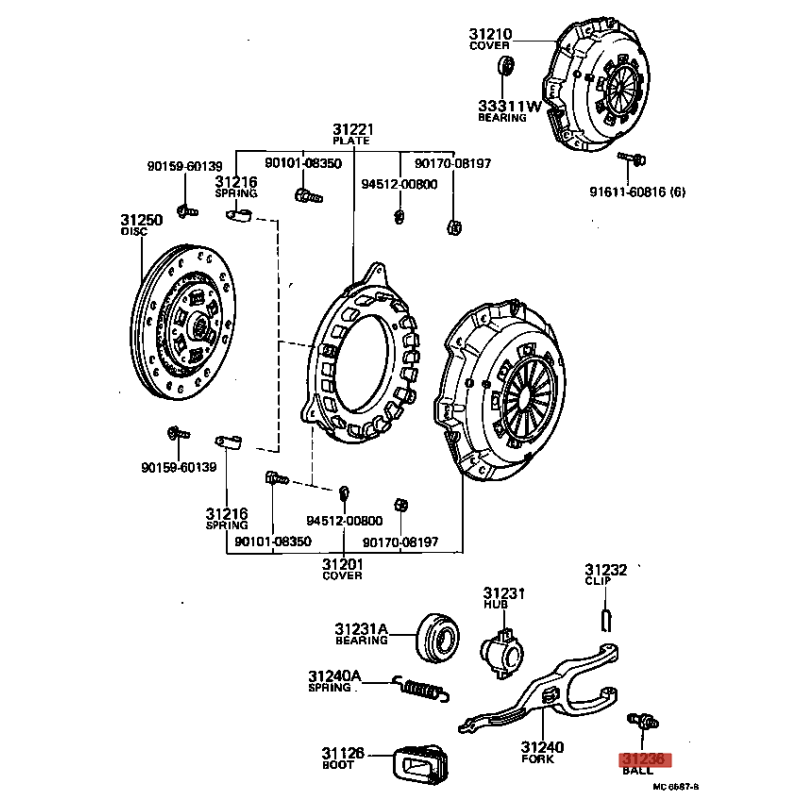 Suporte Garfo de Desengate caixa de câmbio manual para Toyota Hilux - Original Toyota Land Cruiser