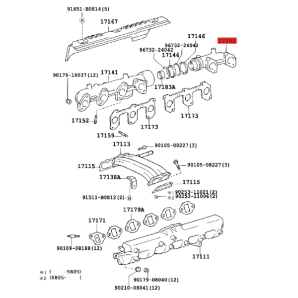 COLECTOR ESCAPE J-8 12V (2 cilindros)